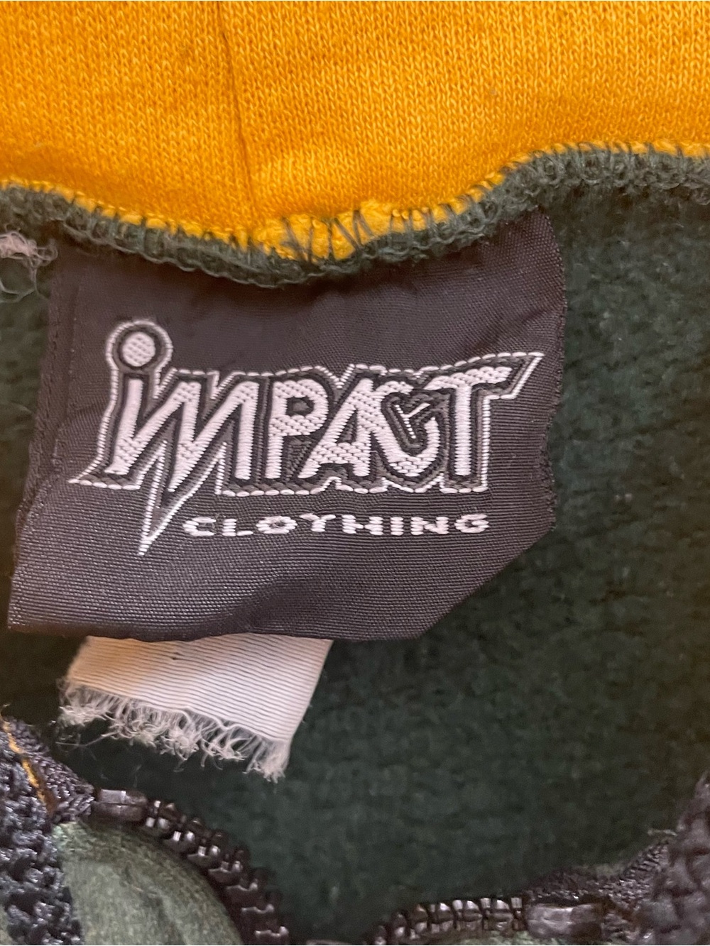Vintage Edmonton Eskimos Hoodie Zip Up Impact CFL Yellow Green Men M Football - Picture 8 of 12